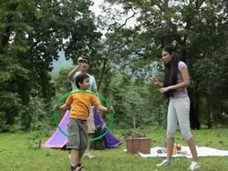 Family enjoying in a forest, Malshej Ghat, Maharashtra, India Stock Footage