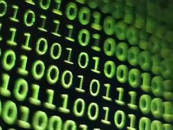 MS Shot of Binary code on computer monitor / Germany Stock Footage