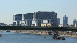 Skyline Cologne with Rhine River and bridge Stock Footage