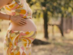HD,Pregnant woman and landscape Stock Footage