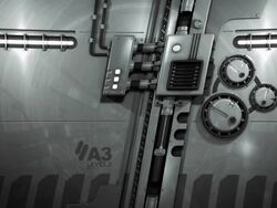 Science fiction spaceship metal gate opening. Stock Footage