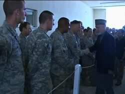 Afghan president meets MacChrystal, visits US troops at military base News Clip