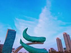WS POV TS T/L View of Central Park and Songdo Business District at day and night / Songdo, Incheon, South Korea Stock Footage