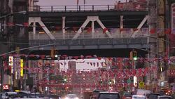 Manhattan Bridge Chinatown in New York City Stock Footage