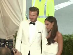 David Beckham and Victoria Beckham - 'Charles James: Beyond Fashion' Costume Institute Gala - Arrivals Stock Footage
