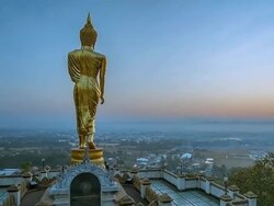 Golden buddha statue standing.(Time Lapse) Stock Footage