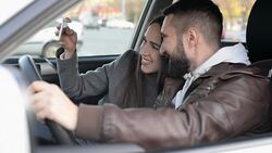 young adult couple taking selfie on the smartphone Stock Footage