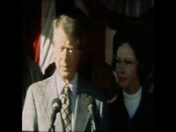 SYND 4 11 76 JIMMY CARTER GIVES VICTORY SPEECH IN GEORGIA News Clip