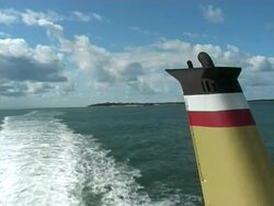 Ferry with chimney. Stock Footage