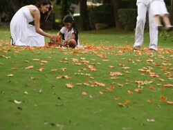Family enjoying in the garden  Stock Footage