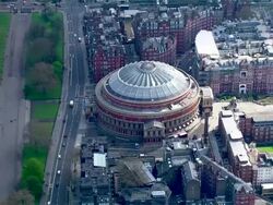 AERIAL PAN WS The Royal Albert Hall / London, UK Stock Footage