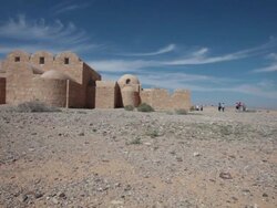 Qasr Amra is the best-known of the desert castles located in present-day eastern Jordan. Stock Footage