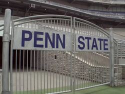 Shot of the Penn State gates on the field in Beaver Stadium at Pennsylvania State University.  Stock Footage