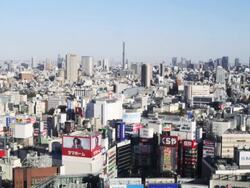 Elevated View of Shinjuku East, Tokyo, Japan Stock Footage