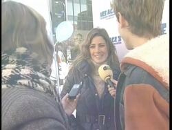 CLEAN: The wife of the bullfighter Manuel Diaz, Virginia Troconis in the presentation of Ice Age 3 in DVD Stock Footage