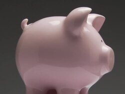 MS, Studio shot of pink piggy bank rotating Stock Footage