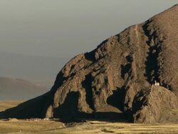 Small church with large cross on hill near Cala Cala, Bolivia Stock Footage