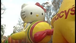 Macy's parade balloons are inflated in New York City. New this year are Hello Kitty, Elf on a Shelf, Papa Smurf and Kaws's Companion News Clip