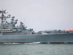 Russian warship Stock Footage