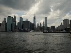 Lower Manhattan Viewed From Brooklyn Side of East River Stock Footage