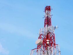 communication Tower and Cloudscape Time-lpase for telecommunication background Stock Footage