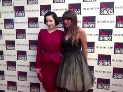 Dita Von Teese and Julie Benasra at the God Save My Shoes Premiere in New York City 09/07/11 (Footage by WireImage Video/Getty Images Entertainment Video) Stock Footage