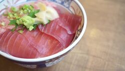 Tuna rice bowl Stock Footage