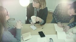 New business team: at work together in the startup office Stock Footage