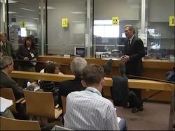 Demonstration and briefing for media about new US travel procedures News Clip