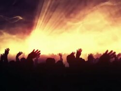 Dancing Crowd with Particles (Orange Version) - Loop Stock Footage