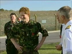 2007 CU ZO Soldiers showing Prince Harry around during his visit to Royal Navy Bomb Disposal Unit on Hornsea Island on October 31, 2007 / Portsmouth, England / AUDIO Stock Footage