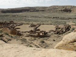 HD video woman hikes overlook in Chaco Canyon NHP Stock Footage