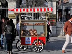 SIMIT SELLER AT HAGHIA SOPHIA Stock Footage