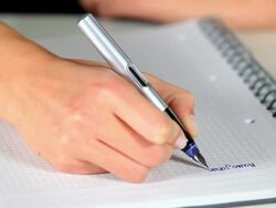 CU Hand writing / Saarburg, Rhineland Palatinate, Germany Stock Footage