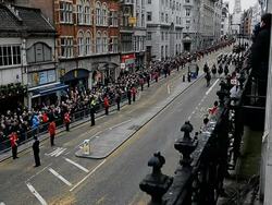 Baroness Thatcher Funeral - Ludgate Hill Stock Footage