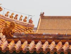CU Shot of Detail of building in Forbidden City / Beijing, China Stock Footage