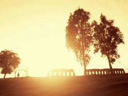 People and Sunset at Parco degli Acquedotti Stock Footage