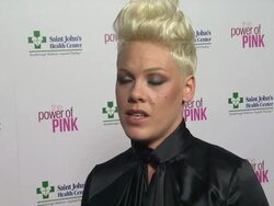 INTERVIEW: Pink on her performance tonight, performing for small and large events and being a mom at St. John's Health Center's Power Of Pink Benefiting The Margie Petersen Breast Center Stock Footage