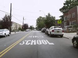 WS POV View of buildings and car parked near footpath / New York, United States Stock Footage