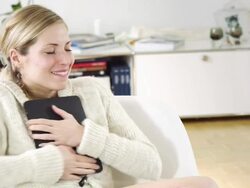 Woman watching photos Stock Footage