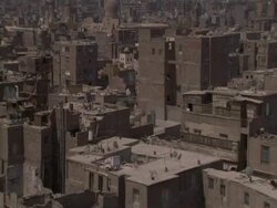 Pan left across arabic town skyline, Al Ahzar, Egypt (sound available) Stock Footage