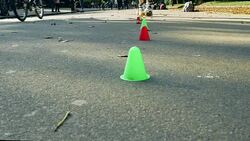 Slalom Skating In Hyde Park London Close-up (4K/UHD to HD) Stock Footage