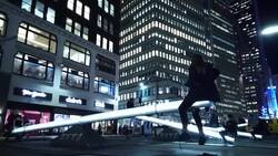 CLEAN : People play on oversized glowing seesaws in New York News Clip