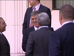 WRAP Turkish, Armenian leaders meet at hotel before football match, dinner News Clip