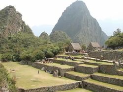WS View of Fort with tourists / Machu Picchu, Peru Stock Footage