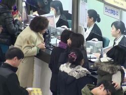 Scene of the Seoul Express Bus Terminal ticket booth at New Year's Day Stock Footage