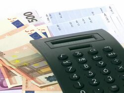 Business calculator with money Stock Footage