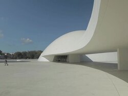 Niemeyer Centre Spain Night time Stock Footage