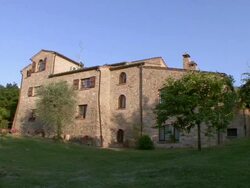 MS Shot of Rustic luxury hotel / Montepulciano, Tuscany, Italy Stock Footage