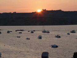 Malta sunset over St Paul's bay Stock Footage